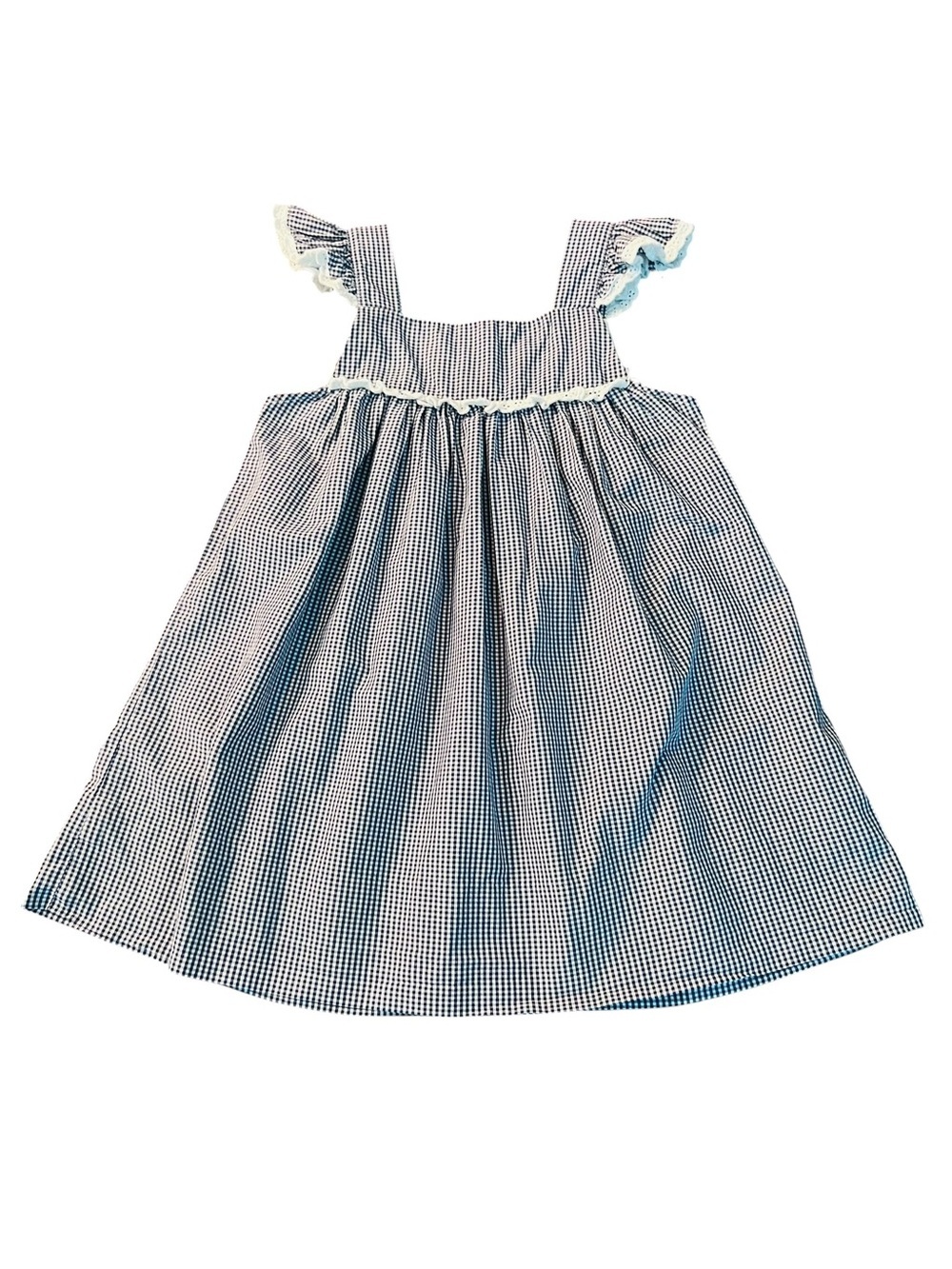 Cecil And Lou Blue Gingham Ruffle-Shoulder Casual Dress for Girls Size 2T